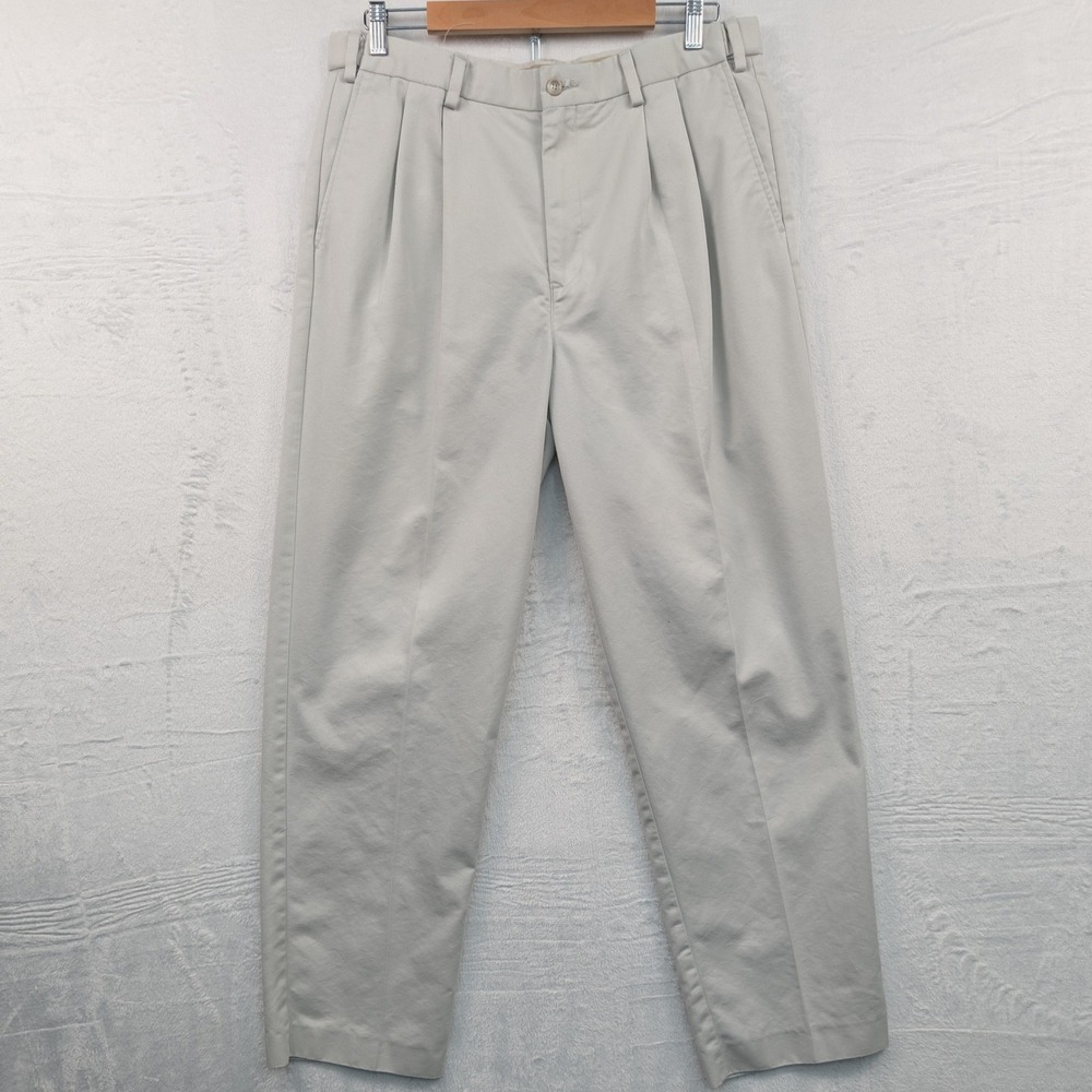 VTG Dockers Trousers Men's 36x32 Khaki Pleated Chino Relaxed Straight Office 90s